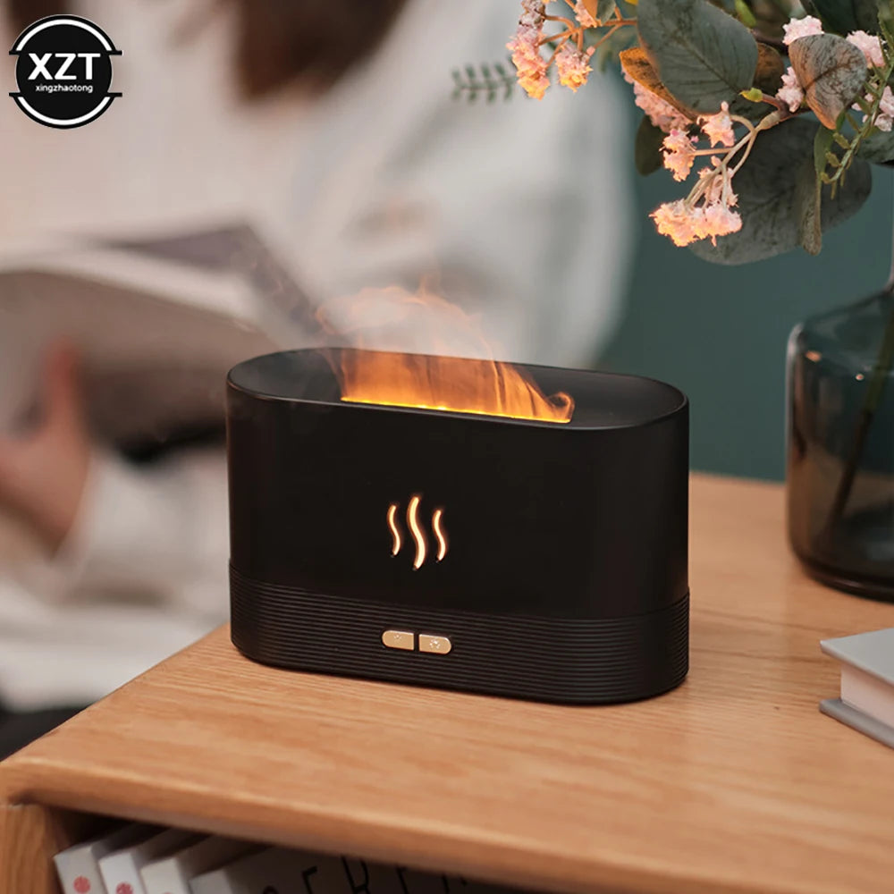 180ML Essential Oil Diffuser Simulation Flame Aromatherapy Machine Ultrasonic USB Humidifier Car Home Office Air Freshener Spray