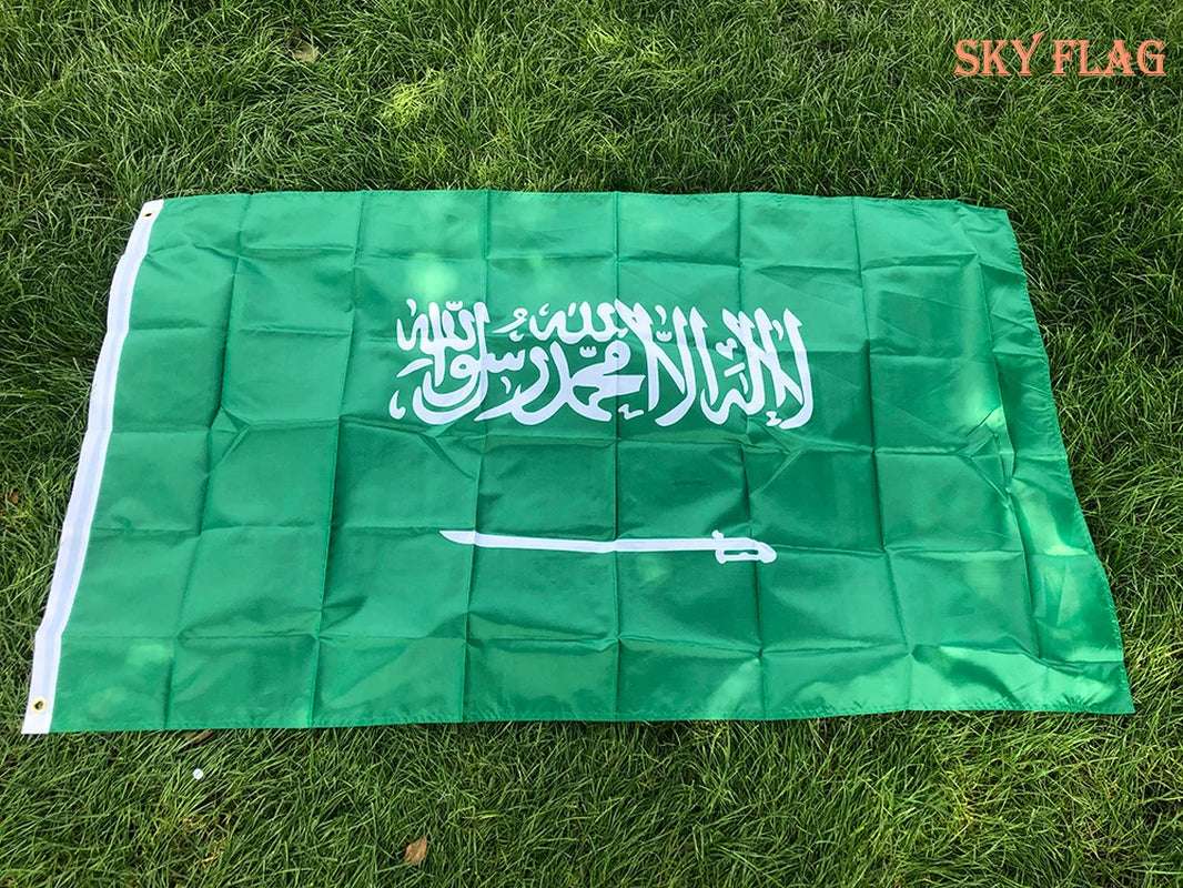 SKY FLAG Saudi Arabia Flag 90*150Cm Hanging Polyester Saudi Arabia National Flag Banner for Decoration