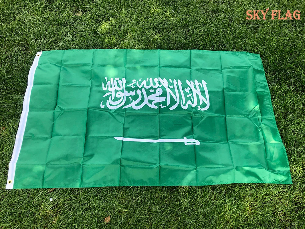 SKY FLAG Saudi Arabia Flag 90*150Cm Hanging Polyester Saudi Arabia National Flag Banner for Decoration