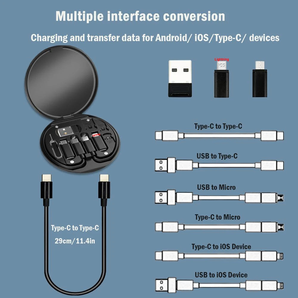 USB Type C to USB C Micro Lightning Fast Charging Cable 60W Multifunction Data Cable Adapter for Iphone Samsung Xiaomi Huawei