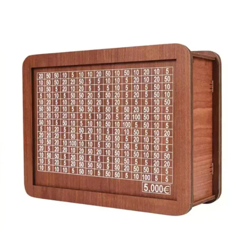 500/1000/2000/3000/5000/10000 Euro Money Box Piggy Bank Wood Money Bank Reusable Money Box with Saving Goal and Numbers Boxes