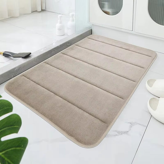 PlushDry Coral Fleece Bath Mat - Ultra-Absorbent Machine Washable Rug for Bathroom & Toilet