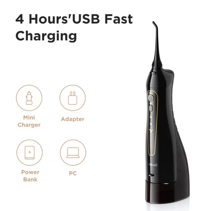 Aquafloss Pro 300ML Water Flosser - Rechargeable Oral Irrigator with 3 Cleaning Modes