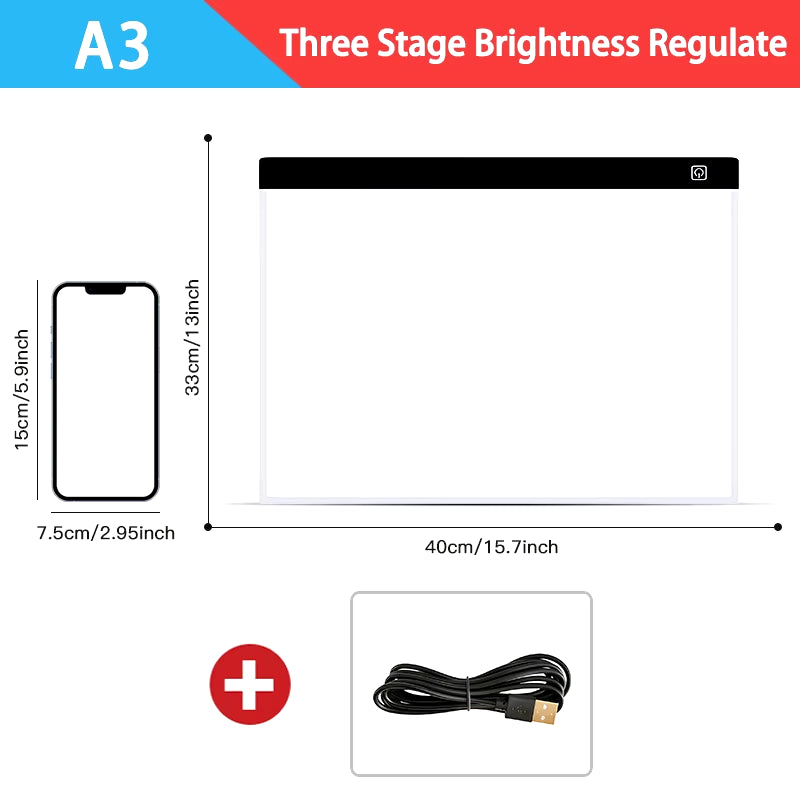ArtTrace LED Light Box - A3/A4/A5 Dimmable Tracing Pad for Drawing, Animation & Crafting