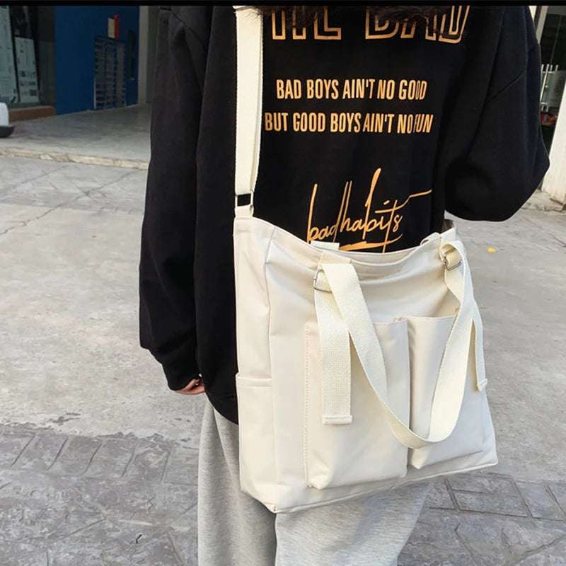 Female Simple Shoppers Bags Fashion Zipper Oxford Shoulder Handbags Waterproof Large Capacity Women'S Brand Crossbody Tote Bags