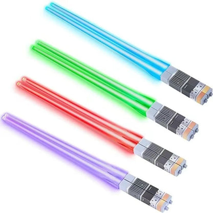 1 Pair LED Lightsaber Chopsticks Luminous Reusable Kitchen Light up LED Chopstick Glowing BPA Free Food Safe Chopsticks