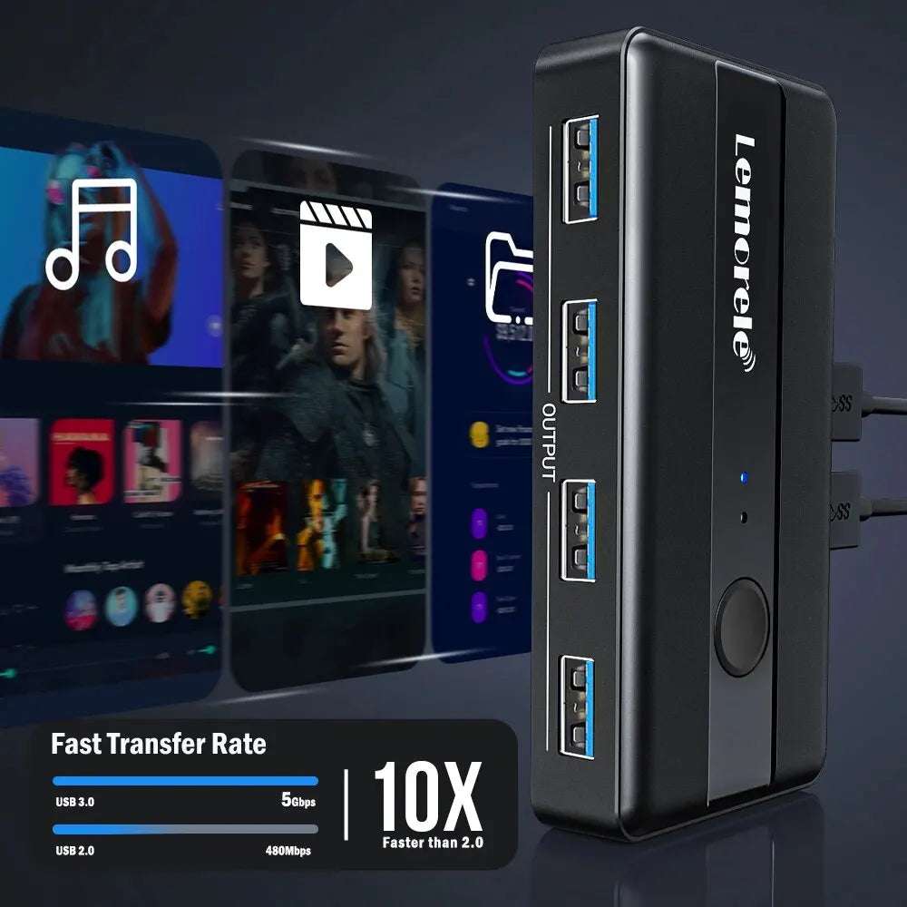 USB KVM Switch Adapter USB 3.0 Switcher 2 Input 4 Output USB Switch KVM Switcher Printer Sharer for Computer Keyboard