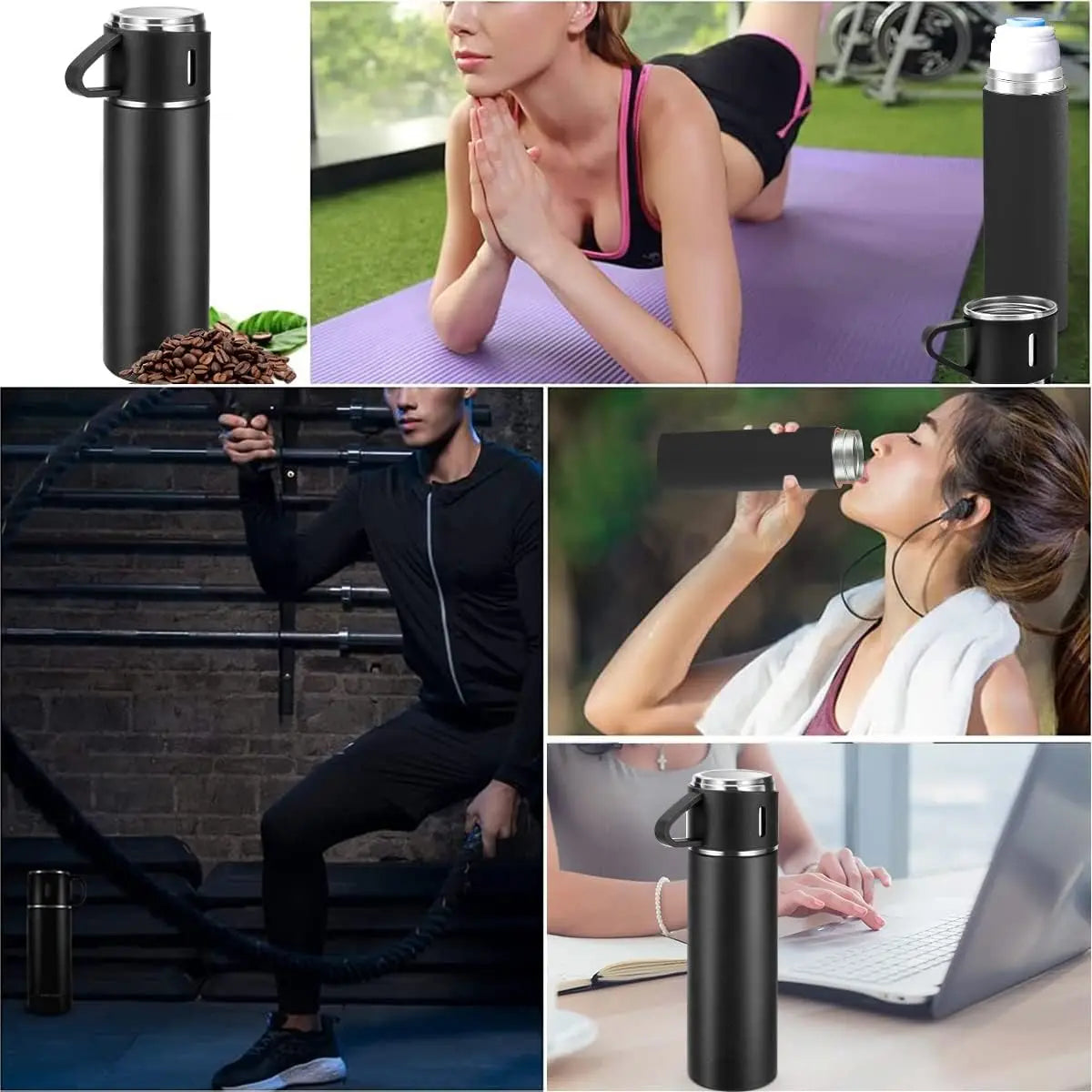 500ML Stainless Steel Vacuum Flask Office Business Style Thermos Cup Coffee Tea Insulation Cup Outdoor Thermal Water Bottle