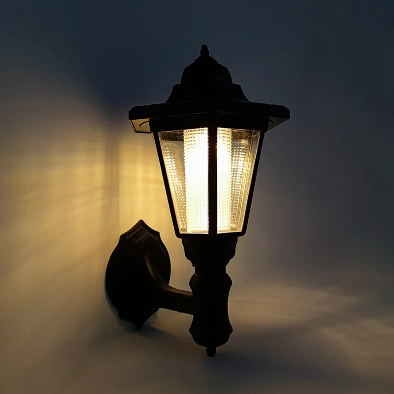 Retro Solar Wall Lights, Outdoor Hexagonal Lamp, IP65 Waterproof Fence Light, LED Landscape Lighting, for Courtyard,Gargen,Decor