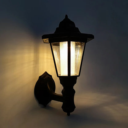 Retro Solar Wall Lights, Outdoor Hexagonal Lamp, IP65 Waterproof Fence Light, LED Landscape Lighting, for Courtyard,Gargen,Decor