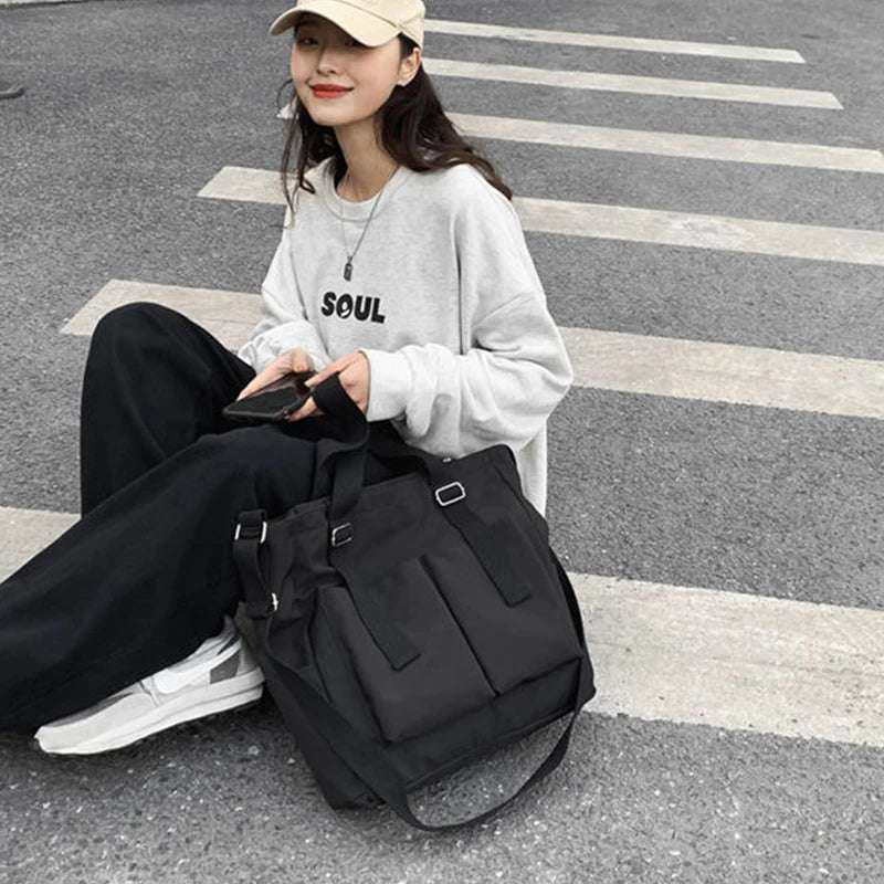 Female Simple Shoppers Bags Fashion Zipper Oxford Shoulder Handbags Waterproof Large Capacity Women'S Brand Crossbody Tote Bags