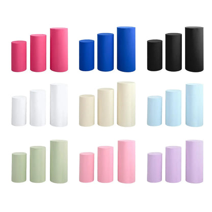 3Pcs Cylinder Pedestal Covers Plinth Stand Pillar Covers Cylinder Plinth Stand Covers for Engagement Wedding Decoration Props