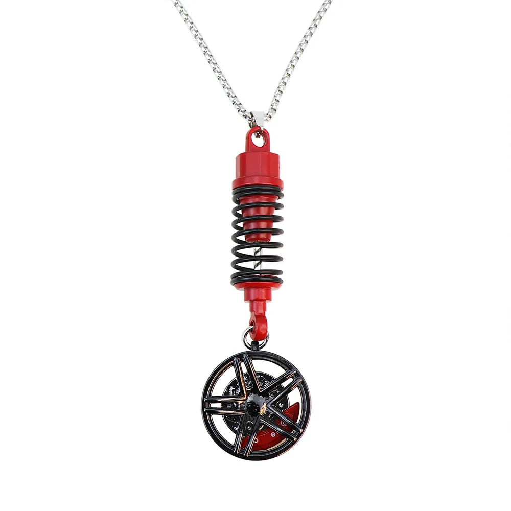 Car Mirror Rearview Pendant Auto Interior Decor Pendants Aluminum Wheel with Shock Absorber Ornament Hanging Accessories