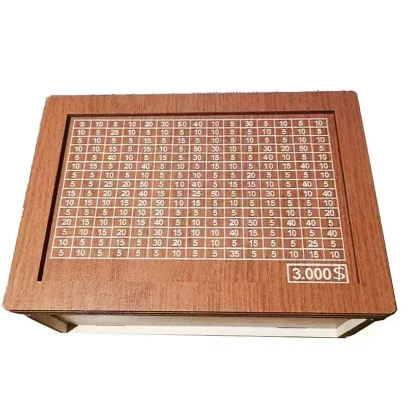 500/1000/2000/3000/5000/10000 Euro Money Box Piggy Bank Wood Money Bank Reusable Money Box with Saving Goal and Numbers Boxes