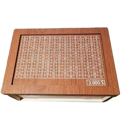 500/1000/2000/3000/5000/10000 Euro Money Box Piggy Bank Wood Money Bank Reusable Money Box with Saving Goal and Numbers Boxes