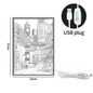 LED Beautiful City Night View Light Painting,Hd Picture Narrow Bezel Usb Plug Dimming Romantic Home Decorations Night Lamp