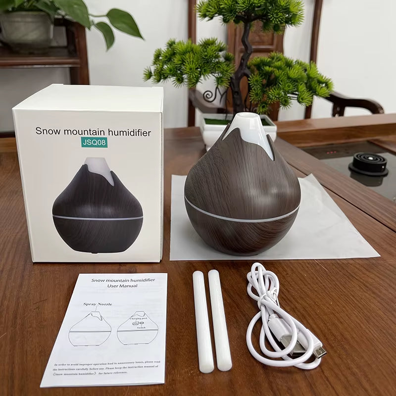 350ML USB Aroma Oil Diffuser Wood Electric Humidifier Ultrasonic Air Humidifier Mini Aromatherapy LED Light Mist Maker for Home
